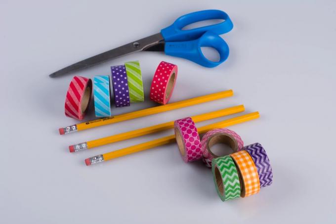 DIY Washi 테이프 연필의 단계